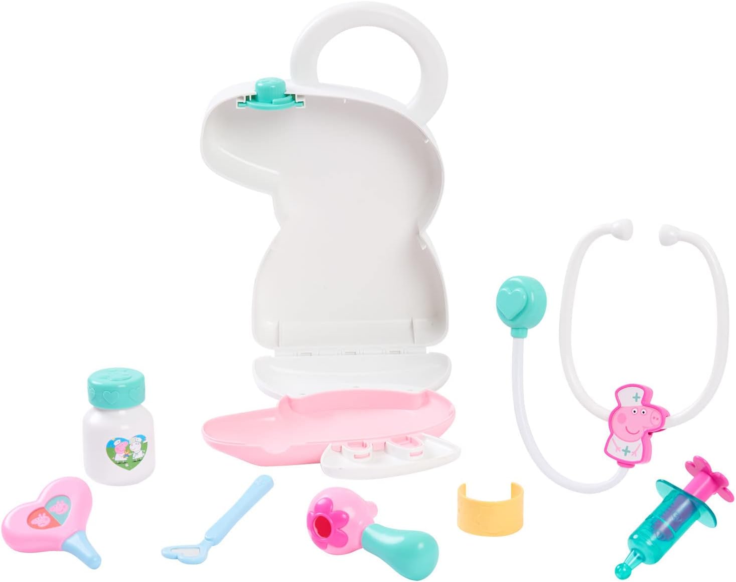 Peppa Pig Checkup Case Set with Carry Handle, 8-Piece Doctor Kit for Kids with Stethoscope, Kids Toys for Ages 3 Up by Just Play 24Hr Smart